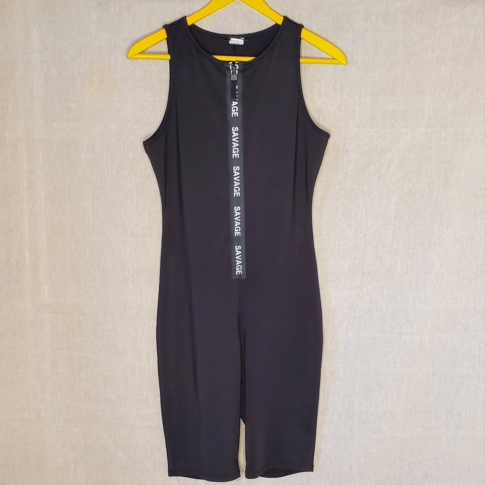 ♡ Black Romper Unitard Sleeveless Zip Up Size Small